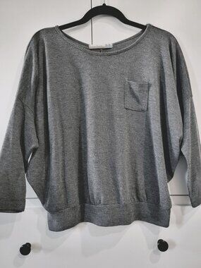 Vintage Havana Cropped Dolman Sleeve Soft Knit Sweater Heather Grey S Small